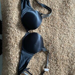 Black Bombshell Push-up Bra with Rhinestone Straps